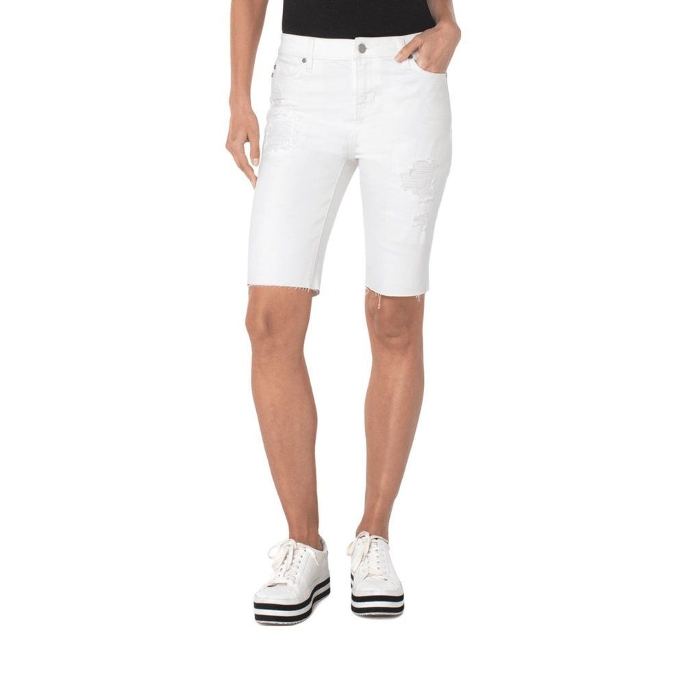 NWT Liverpool The Cruiser Bermuda Short Size 6 / 28‎ White Raw Hem LM9271Q31